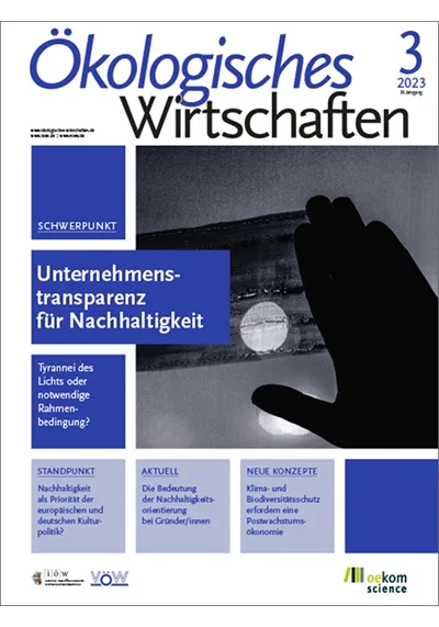 Magazin-Cover: OEW 2023 03 Unternehmenstransparenz für Nachhaltigkeit